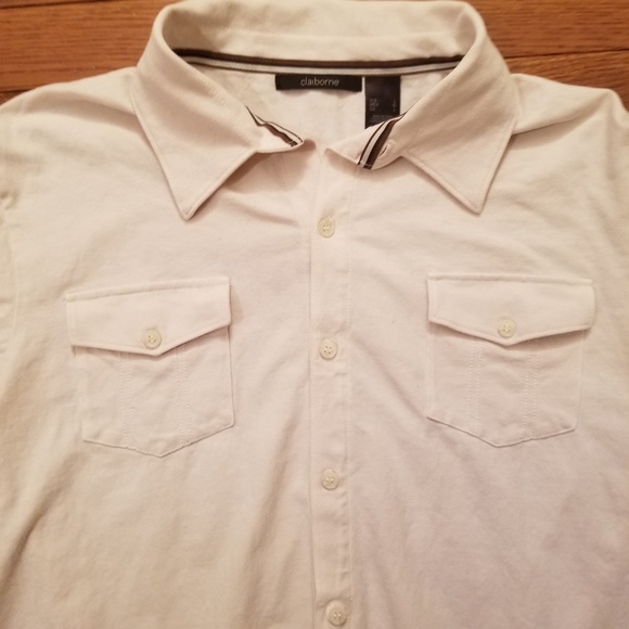 Men's Claiborne Cream Button Down Pocket Shirt - Picture 5 of 5